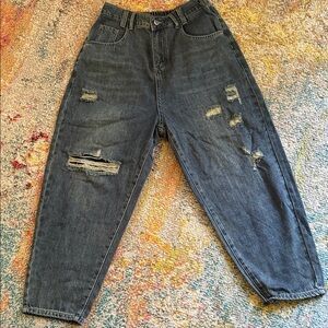 Distressed Black Women's Jeans